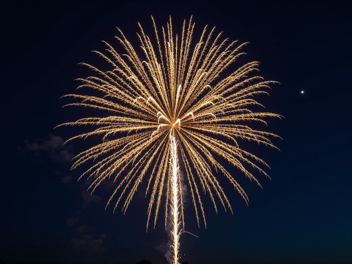 夜空中绽放的彩色烟花，绚丽多彩的光芒照亮夜空，庆祝节日的到来